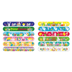 Easter Themed Folk Art Eco-Friendly PVC Slap Bracelet Set-Promotional Party Favors & Goodie Bags