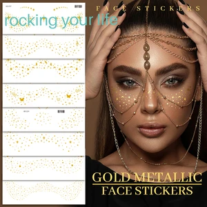 Cosmetics Grade Makeup Festival Gold Foil Tattoo Metallic Glitter Temporary Star Butterfly Tattoo Freckle Face Tattoo Sticker
