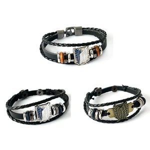 Wholesale Anime Leather Bracelet One Pieces Attack on Tian Punk Style Bracelet Cosplay Costume Accessories Props Ornaments