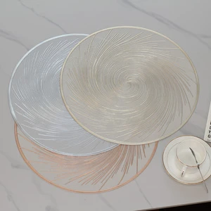 Gold Metallic PVC Firework Pattern Round Plastic Table Heat Resistant Placemats Dining Table Decoration Placemat