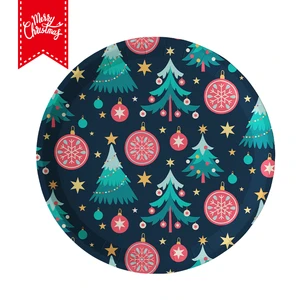 250gsm Paper Plate Christmas Tree Design Paper Plate Matte Finish for Party Supplies