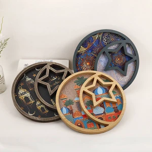 Eid Mubarak Tray Pendant Wall Decoration Ornament Ramadan Mubarak Handicraft Supplies Happy HAJJ Eid Toys