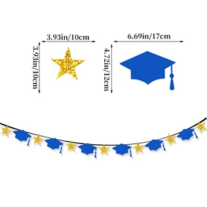 Congrats Grad Banner Pre-Strung Gold Metallic Foil Graduation Party Banner Children Ramadan Eid Mubarak Wedding Decoration Bag