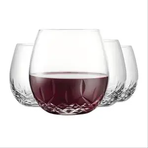 Short Balloon Wine Glasses Hand Cut Stemless Lead-free Crystal 502ml Classic Style Eco-Friendly Reusable for Wine Beer Party Use