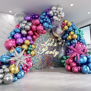 Fashion 134Pcs/set Disco Theme Balloons Garland Arch Kit for Birthday Party Home Decoration Props