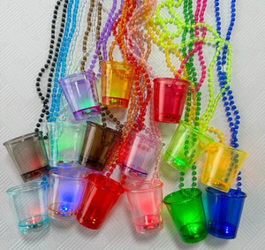 Glowing In Dark LED Light Up Shot Glass Necklaces Wedding Party Supplies Decorations Plastic Clear Shot Necklace Cup