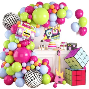 95 Pcs Disco Themed Balloon Garland Arch Kit Radio Disco Ball Balloon Arch Set for Birthday Party Decorations
