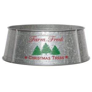 Natural Galvanized Metal Farmhouse Christmas Tree Stand and Decorative Accessories Collar and Stand for Festive Display