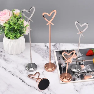 Modern Stainless Steel Heart-Shaped Durable Eco-Friendly Table Number Holder Card Seat Display Stand Wedding Buffet Place Cards