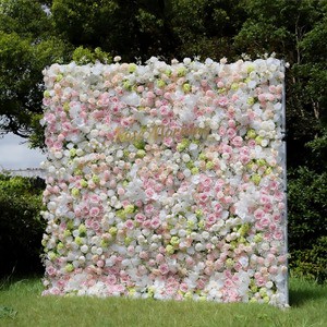 Custom Size Roll-Up Flower Wall for Wedding Stage Decoration
