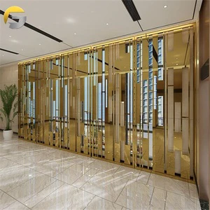 CL244 Stainless Steel Screen & Room Divider Decorative Privacy Floor To Ceiling Standing Brass Gold Dividers Partition