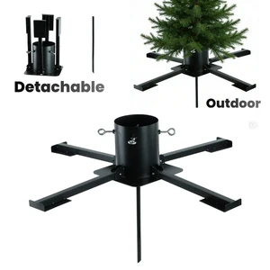 Outdoor Folding Metal Christmas Tree Stand Base Wholesale Custom Christmas Tree Stand with Screw Fastener and Ground Plug