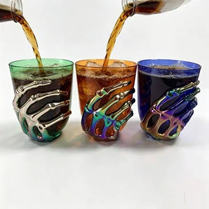 Wholesale Halloween Skeleton Hand Party Cups Iridescent Skull Design 9*9*10cm Letterpress Printed Plastic Halloween Supplies