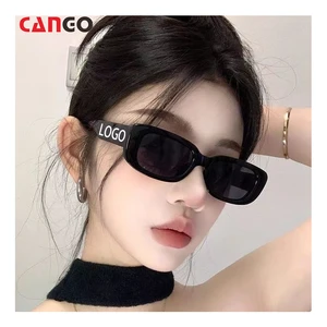 2023 Custom Logo Square Small Rectangular Custom Printed Logo Shades Glasses Uv400 Plastic Custom Wholesale Sunglasses
