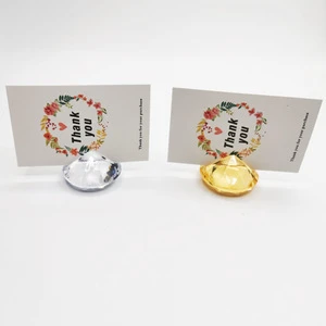 Hongzhi Diamond Table Number Place Card Holders Acrylic Luxe Gold Translucent Name Card Holders for Wedding Table Decoration