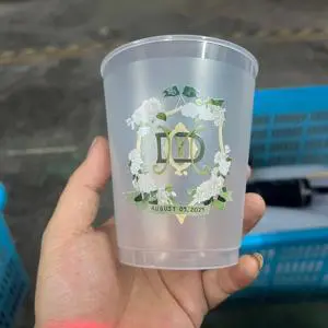 Custom Design Full Color Digital Printing Shatterproof Frosted Flex Cups For Wedding Favors