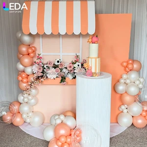 LEDA Children Party Entrance Decoration Acrylic Backdrop Orange Background Wall with Hanging Balloons