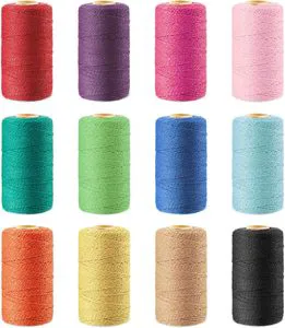 2mm 328ft Colored Cotton Bakers Twine String Cords Gift Wrapping DIY Macrame Crafts Christmas Holiday Baking Wedding Decoration