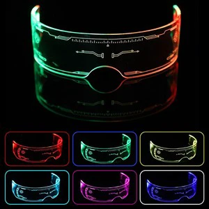 LED Punk Glasses Cyberpunk Light up Sunglasses with 7 Colors RGB, Rechargeable Glowing Glasses for Rave Party Festival Cosplay