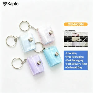 Mini Photo Album Keychain Glitter Clear PVC Photocard Binder 1 Inch 2 Inch ID Card Picture Storage Case Book Kpop Gift Portable