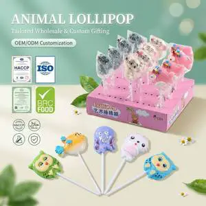 Kids Birthday Party Favors 20g Animal Shaped Candy Pop Assorted Fruit Flavored Hard Candy Gift Set