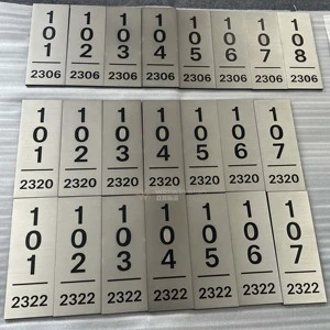 Hot Sale High Quality Brushed 304 Stainless Steel Indoor Hotel Room Number Plate Eco-Friendly Easy Installation Custom Hotel
