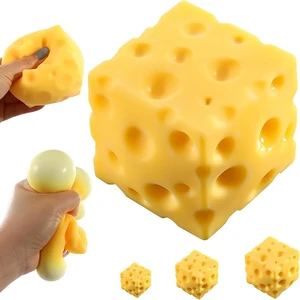 Cheese Stress Ball Squishy Toy Soft Squeeze Rebounding Sensory Toy Food Theme Bulk Wholesale Party Favor