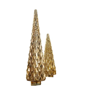 Top Selling Gold Plated Christmas Tree Decorative Sculpture Festival Decoration for Home & Gifting Led Lighting Metal Figurine