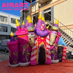 Inflatable fairy Tale Castle Backdrop for Children's Party Activities, Custom Stage Advertising Inflatable Castle Wall