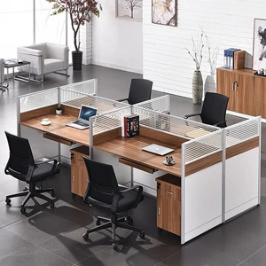 Modern Extendable Staff Desk Combination for 2/4/6 People with Card Seat and Aluminum Screen