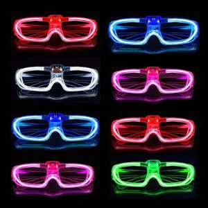 Multi-Color Square LED Glasses Party 3 Modes (Steady/Quick/Slow Flash) Customizable Colors Durable for Graduation/Christmas/New