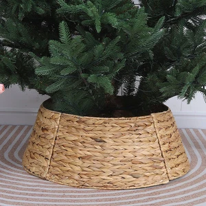24 Inch 4 Piece Removal Water Hyacinth Christmas Tree Skirt Wicker Tree Collar Straw Tree Base Made in China