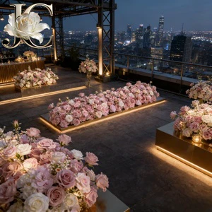 OLERAY Floral Table Runner for Wedding Bridal Shower Event Decor Real Touch Bulk Wholesale