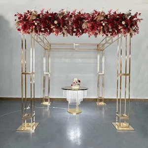 Heavy Duty Decor Event Party Flower Gold Frame Decoration Backdrop Photography Background Stand Wedding Events Mesh Background