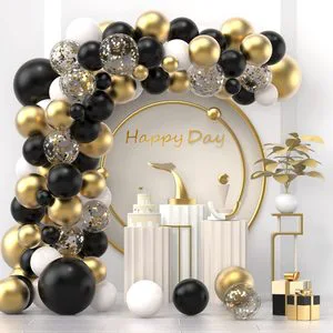 Diy Decoration Birthday Wedding Party Supplies Black Gold and Rose Gold Latex Balloon Sets Stand Arch Garland Kit Set