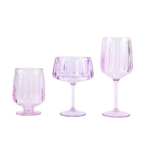 Plastic Unbreakable Stemmed Wine Glasses 12oz Reusable Portable Modern Glasses for Outdoor Parties