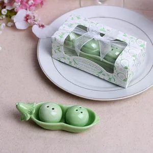 Can Two Peas in Pod Ceramic Salt Pepper Shaker Party Gifts Set Spice Jar Storage Drawer Wedding Party Bag Fillers Gift Set