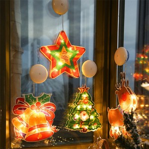 Christmas Decoration Lights LED Fairy String Sucker Light Xmas Tree Deer Star Garland Lighting Window Indoor Outdoor Decor Lamp