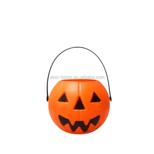 Halloween Plastic Pumpkin Handle Pumpkin