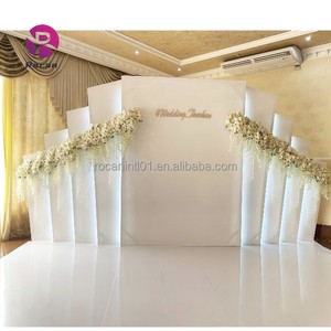3D Wedding Arch Stage Flower Display Backdrop Stand Led Light Strip Ceremony Party Stage White Backdrop Stand Sets