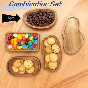 5pcs Practical Wooden Tableware Snacks Heat-Resistant Scratch-Resistant Kitchen Accessories Party Tableware Table Decorations