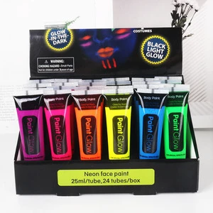 25ML/10ML Neon UV Glow in Dark Face Paint Non-Toxic Black Light Glow Makeup Body Painting for Club Party