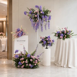 Wholesale Foam Silk Artificial Flowers Wisteria Purple Wedding Decor DIY Wedding Table Centerpiece Arrangement