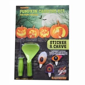 Halloween Party Pumpkin Stickers and Carving Tool Kit