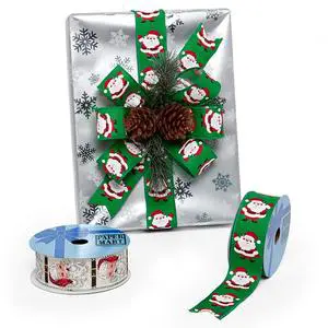 Santa Printed Christmas Wired Ribbon