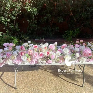 Artificial Silk Rose Flower Table Wedding Party Decor Flower Runner Centerpieces Wedding