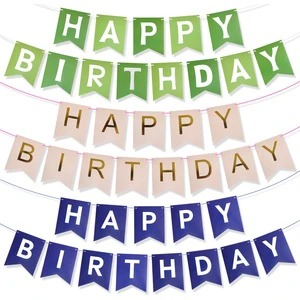 Large Happy Birthday Pennant-Shaped Banner for Children's Birthday Party Decoration White & Gold