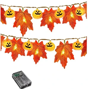Halloween Pumpkin String Lights Indoor Orange Holiday Decorations for Bars & Family Gatherings Rechargeable IP44 Plastic Lights