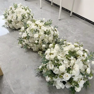 Wedding Table Decoration Centerpiece Flowers 80cm White Flower Ball With Greenery
