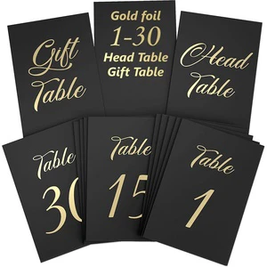 Black Table Numbers 1-30 Number Signs with Head Gift Table Number Cards - Seating Cardstock Signs Wedding Table Numbers Cards